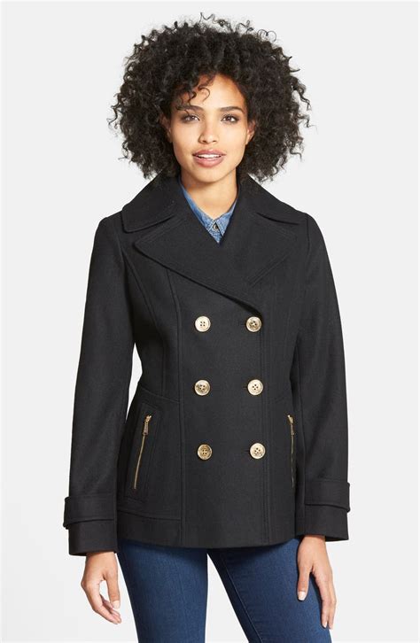 wool blend peacoat michael kors|michael kors wool blend.